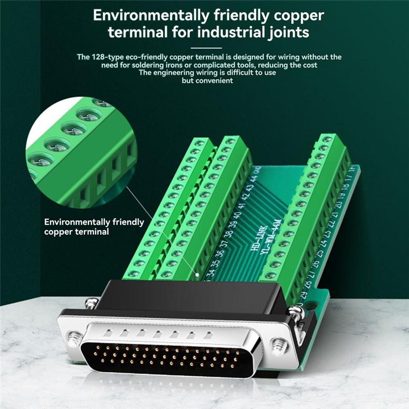 24-Hour Delivery HDB44 Solderless Connector 44Pin D-SUB 44Pin P Hole Plug Breakout Terminal Board Adapter