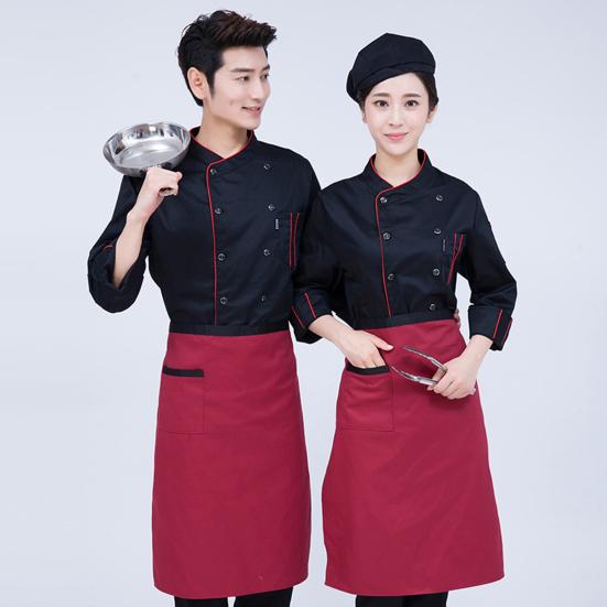 Chef Top Long Sleeves Plus Size Soft Solid Color Stand Collar Dirt Resistant Restaurant Unisex Cardigan Chef Shirt for Work