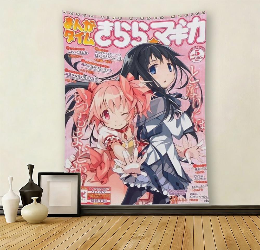 Puella Magi Madoka Magica Anime Tapestry Aesthetic Room Decor for Bedroom Living Room Office Flat Print