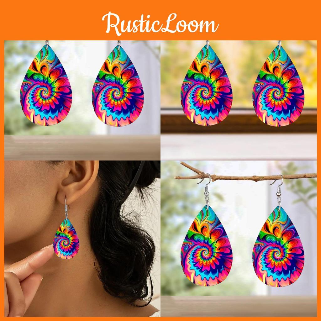 Boucles d'oreilles pendantes en acrylique pour femmes avec motif tendance coloré en forme de goutte d'eau pour le quotidien