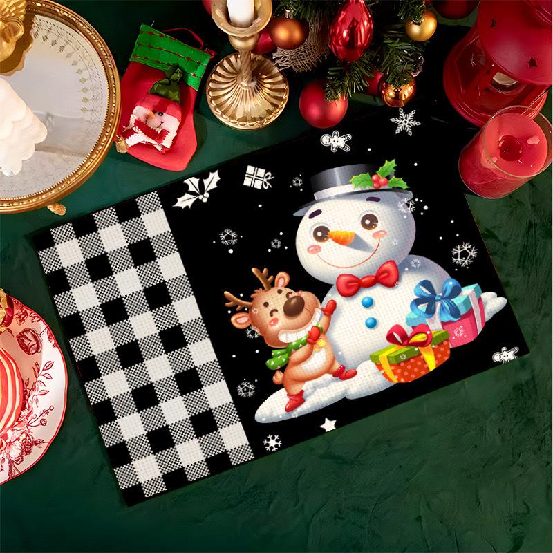 Christmas Table Mats Snowflake Tree Printed Placemats Dining Coffee Tables Decor Holiday Placemats Waterproof Festive Accessories Xmas Table Runner