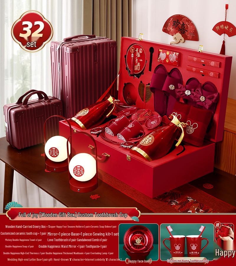 Bridal Dowry Box Set: Complete Red Wedding Toiletries & Gifts