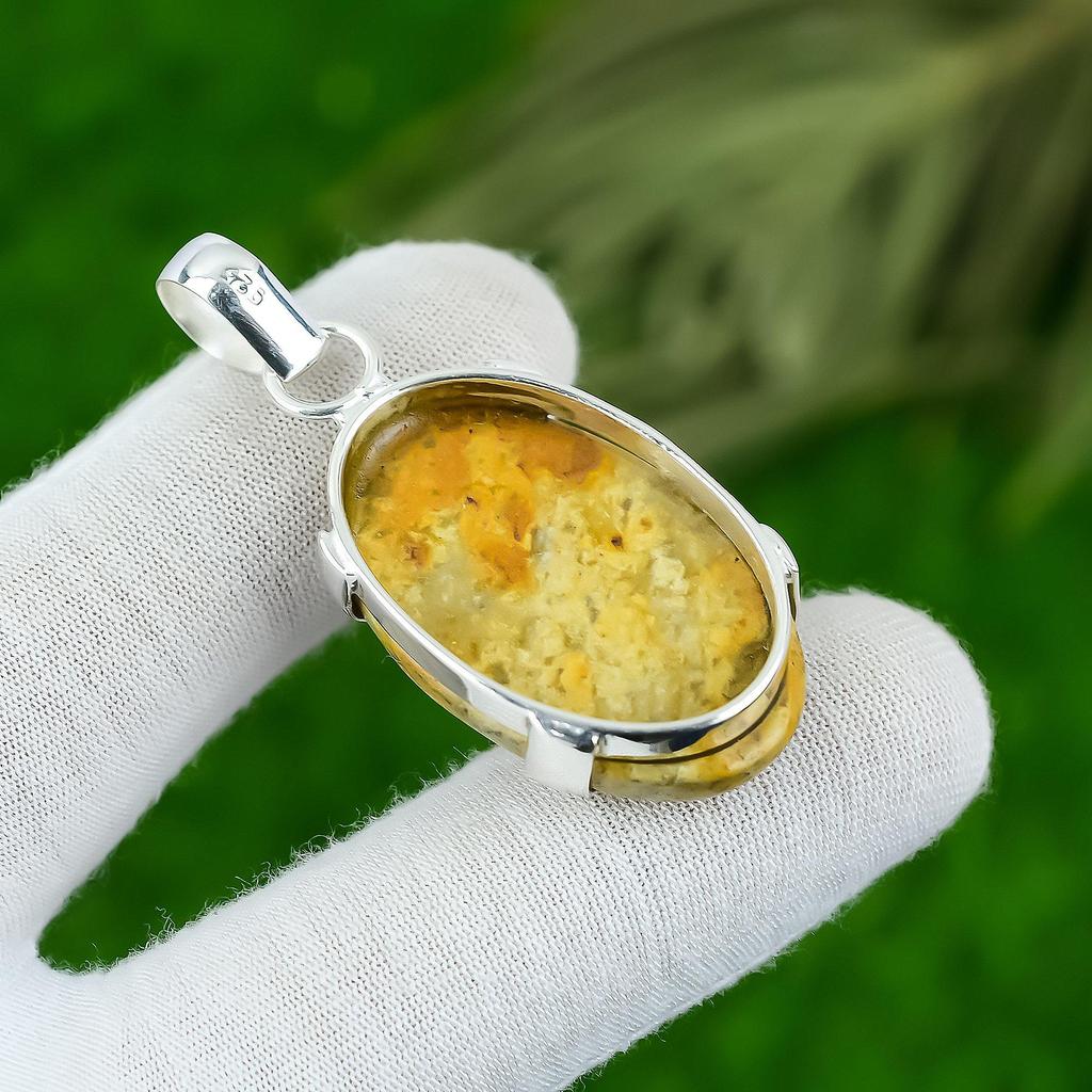 Geschenk für Frauen Anhänger 925 Sterlingsilber Natürlicher Polychromer Jaspis Edelstein