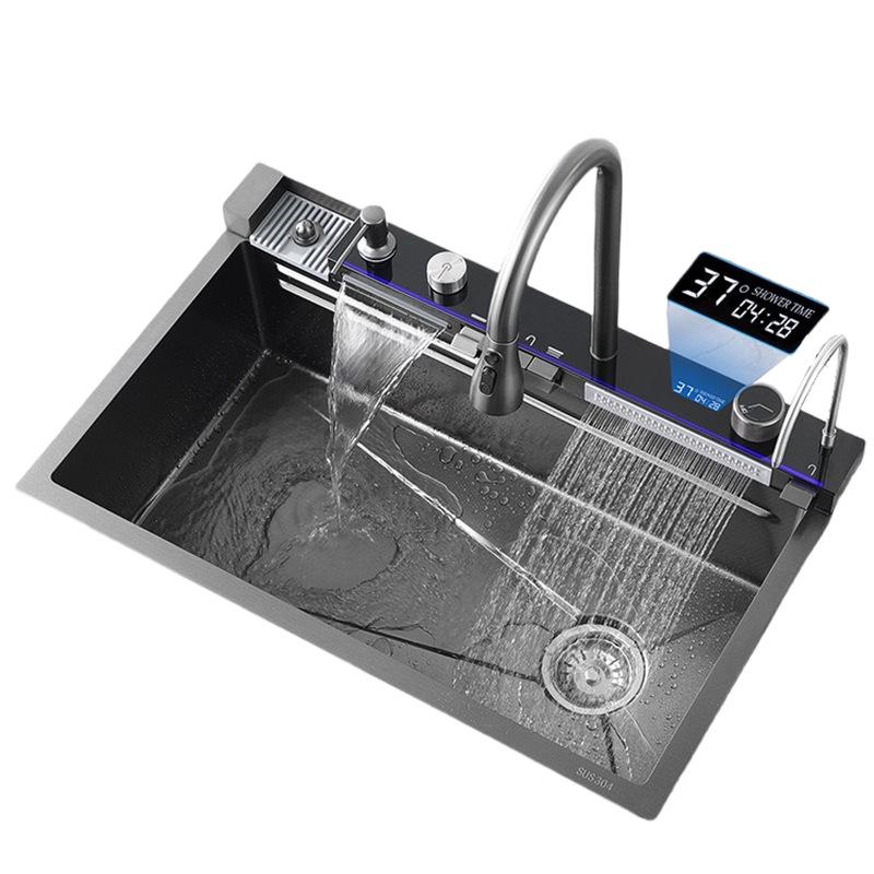 Multifunctioneel Roestvrijstalen Spoelbak: 4 mm dik, Digitaal display, Grote enkele spoelbak voor afwassen & groentewassen