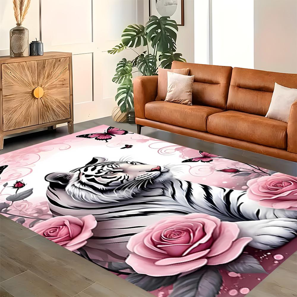 White Tiger Family for Living Room Rug, BedRoom Rug, Study Room Rug, Hallway Decoration, Perfect for Home Decoration or Holiday Gifts