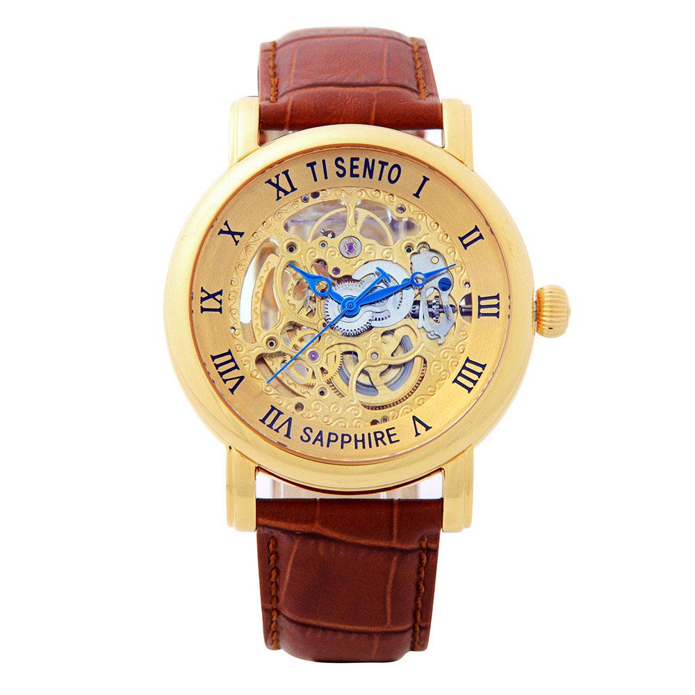Tisento Ts50061 Men'S Automatic Skeleton Leather Watch