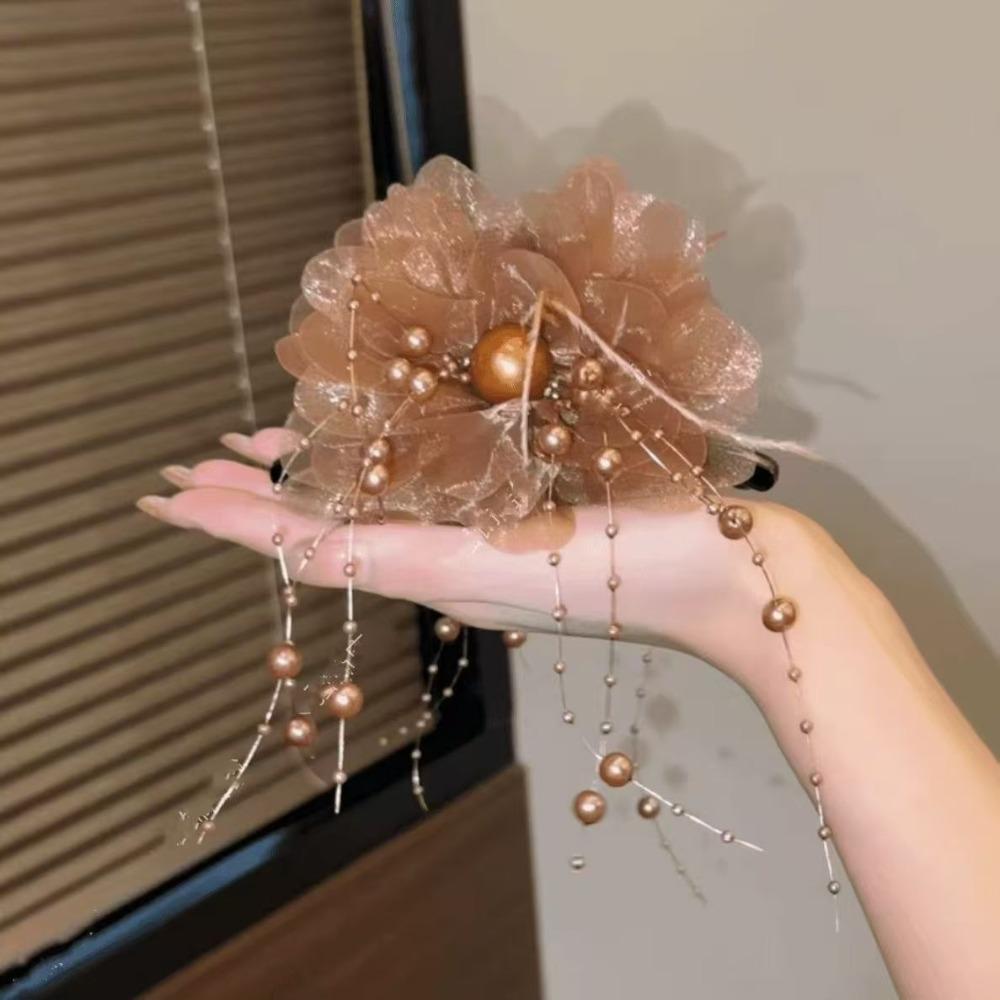 Tassel Hair Claw Peony Flower Hair Accessories Elegant Crab Hair Clips  Women