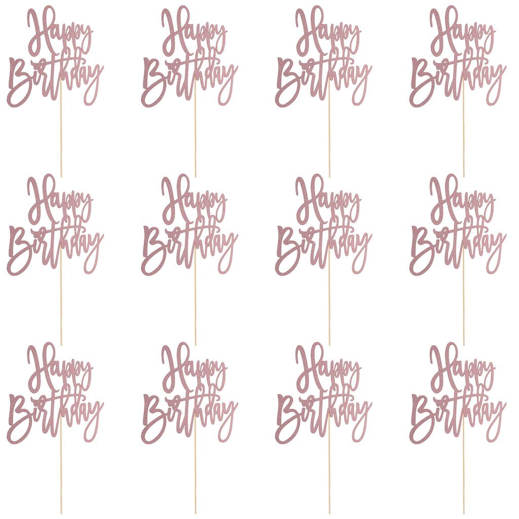 12Pcs Birthday Glitter Centerpiece Sticks Double Sided Pink Party Table Decoration Dining Table Centerpiece Decor Birthday Party