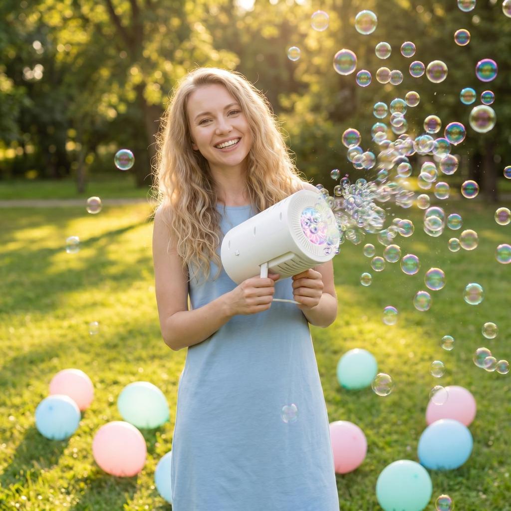 Automatische Seifenblasenmaschine für Bühnen- und Partygebrauch mit verstellbarem Ständer und kontinuierlicher Blasenproduktion, geeignet für Indoor- und Outdoor-Unterhaltung