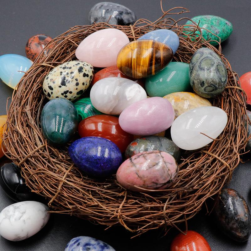 30mm Purple Pink Agate Crystal Egg Shaped Stone