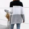 Women European American Lazy Style Striped V Neck Long Sleeve Knit Cardigan Sweater