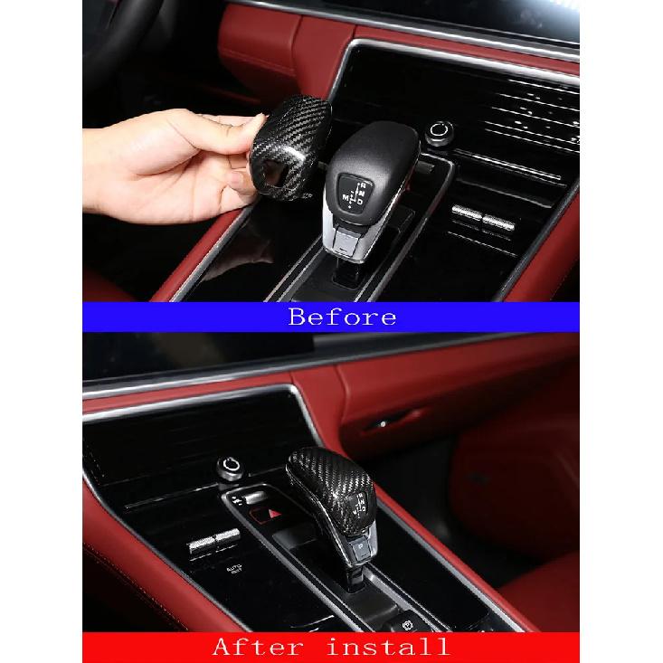 Real Carbon Fiber Car Interior Gear Shift Gear Head Cover Trim For Porsche Panamera 971 2017-2023 Auto Accessories