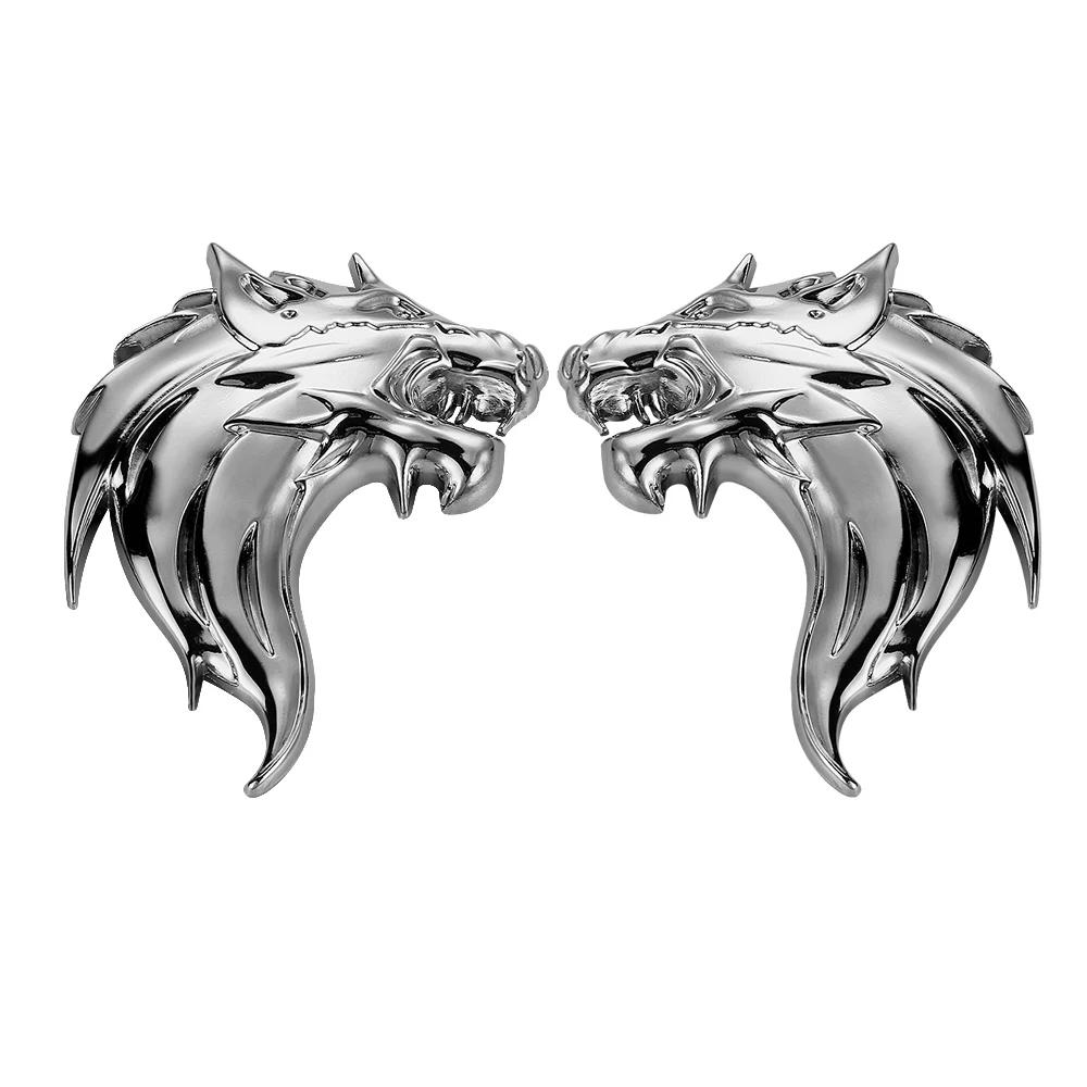 Car 3d Three-dimensional Modified Metal Wolf Head Car Logo Beast Logo Body Logo Car Rear Sticker Decorative Sticker Mid-net Logo