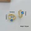14K Gold Plated S925 Sterling Silver Blue Zircon Four-Prong Earrings for Women