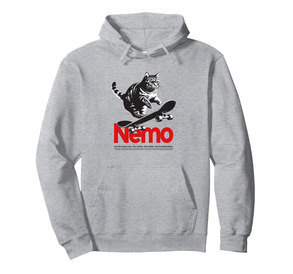 NEMO - Cute Boy's Name with Cool Cat & Skateboard Hoodie