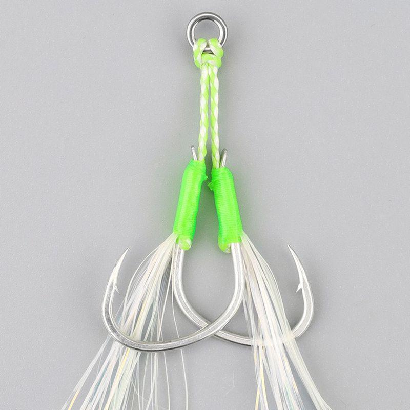 

Durable Barbed Iron Fishing Hook for Big Fish - Single Feathered Lead Hook 1/0