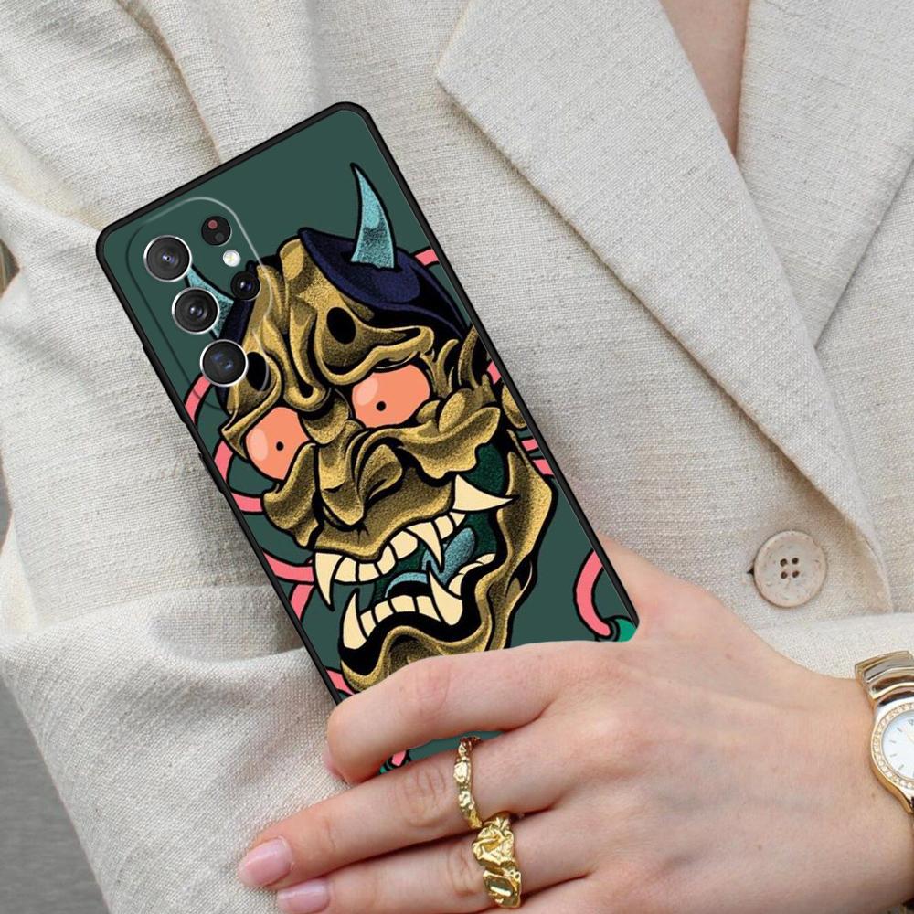 Japanese Oni Hannya Demon Mask SOFT Cell Phone Case for Samsung Galaxy S26 Ultra S25 S24 S23 S22 S21 S20 Note10 Cover