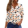 Women's T Shirt Tee Print Button 3/4 Sleeve Daily Weekend Fashion Basic V- Neck Regular Top