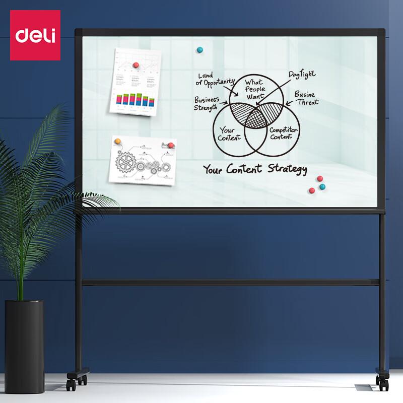 Deli Magnetic Glass Whiteboard with Stand