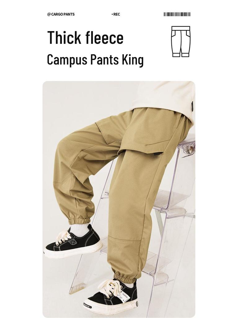 2025 Kids' Fleece-Lined Softshell Ski Pants: Windproof, Waterproof, Elastic Cuffs, Thick, Autumn/Winter Casual, Trendy.