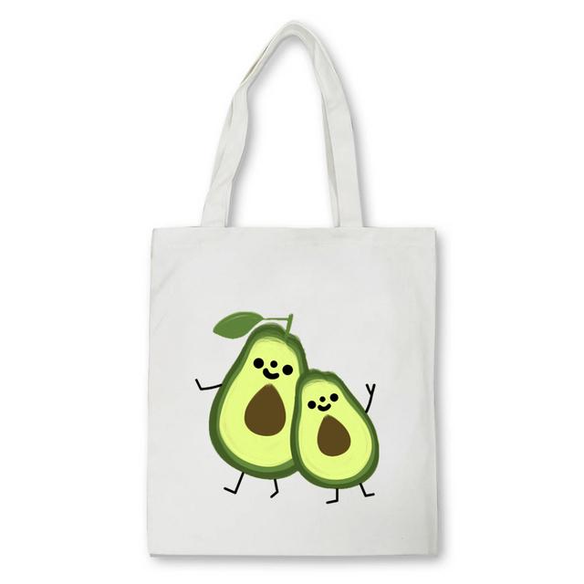 

Холстовая сумка-тоут с мультяшным принтом авокадо, многоразовая женская сумка-шоппер, модная женская эко-сумка Kawaii 24*26cm