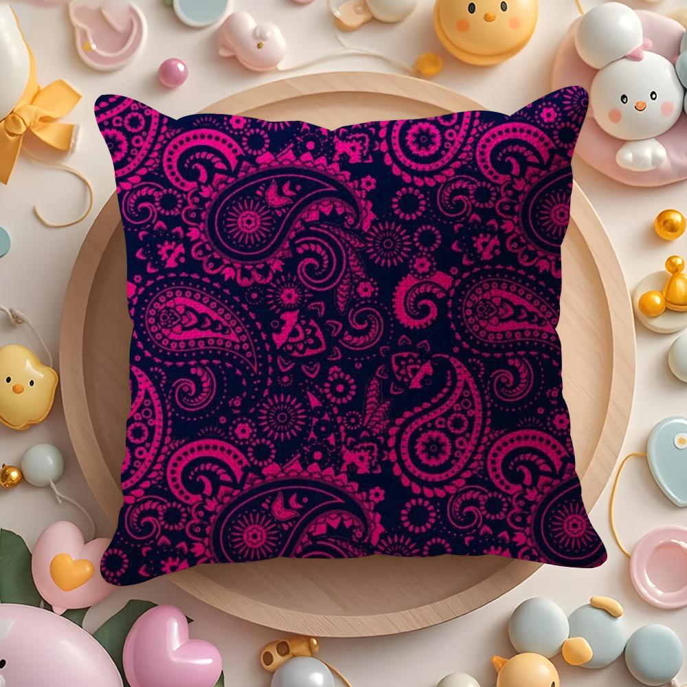 Painted Design P-Paisleys Cushion Cover Natural Linen Organic Fabric Double-Sided Printing Sofa Home Decor Gift Pillow Case