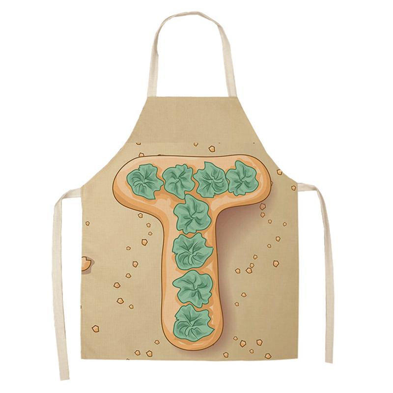 Avental de cozinha com estampa de alfabeto, avental sem mangas de linho para crianças, para cozinhar, churrasco, ferramentas de limpeza doméstica, 47x38cm, 68x55cm