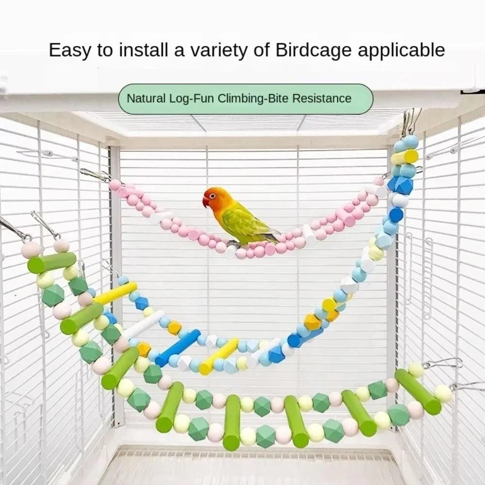 Interactive Wooden Parrot Ladder Colorful Pet Bird Steps Bird Climbing Toy  Parakeet Use