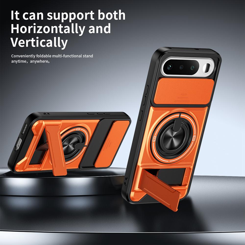 KEYSION Magnetic Phone Case for Raelme 16 5G Slide Camera Protection Upright Kickstand 360 Ring Shockproof Cover for Realme16 5G