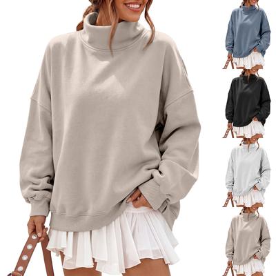 Women's Casual Color Half Turtleneck Pullover Sweatshirt for Everyday Wear