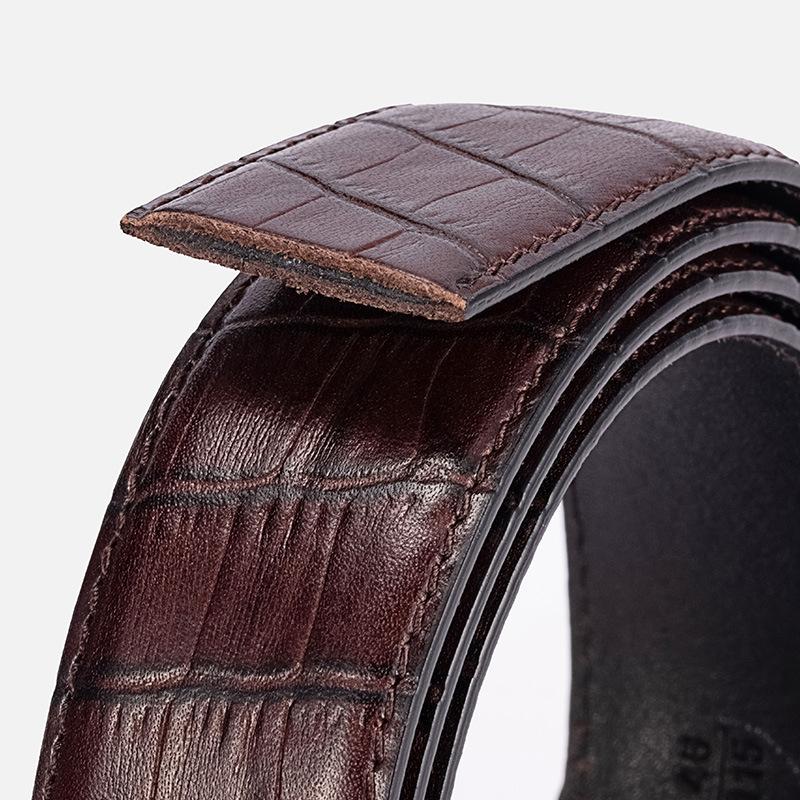 Vegetable Tanned Leather Crocodile Pattern Belt Strip Double sided Dyed Head Layer Cowhide Belt Strip Automatic Body