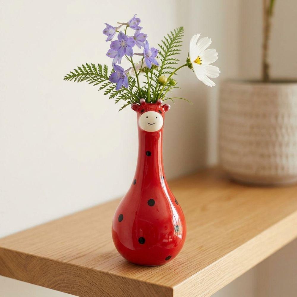 Novelty Cartoon Giraffe Resin Vase Hand Painted Cute Animal Flower Holder  Home Decor