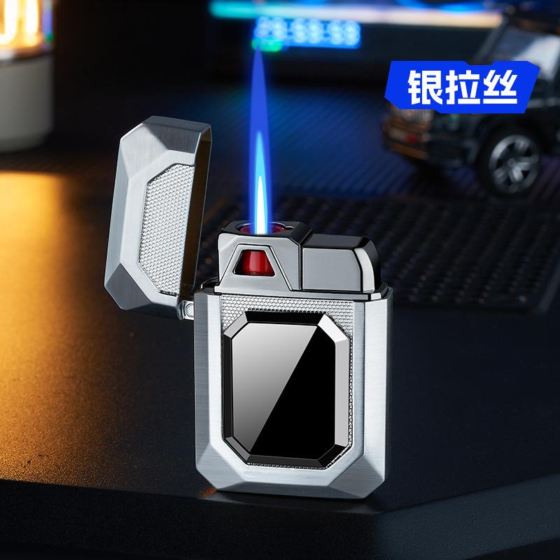 High-appearance-level Magnetic Inflatable Windproof Lighter Metal Body Blue Flame Cigarette Accessories Men's Gift