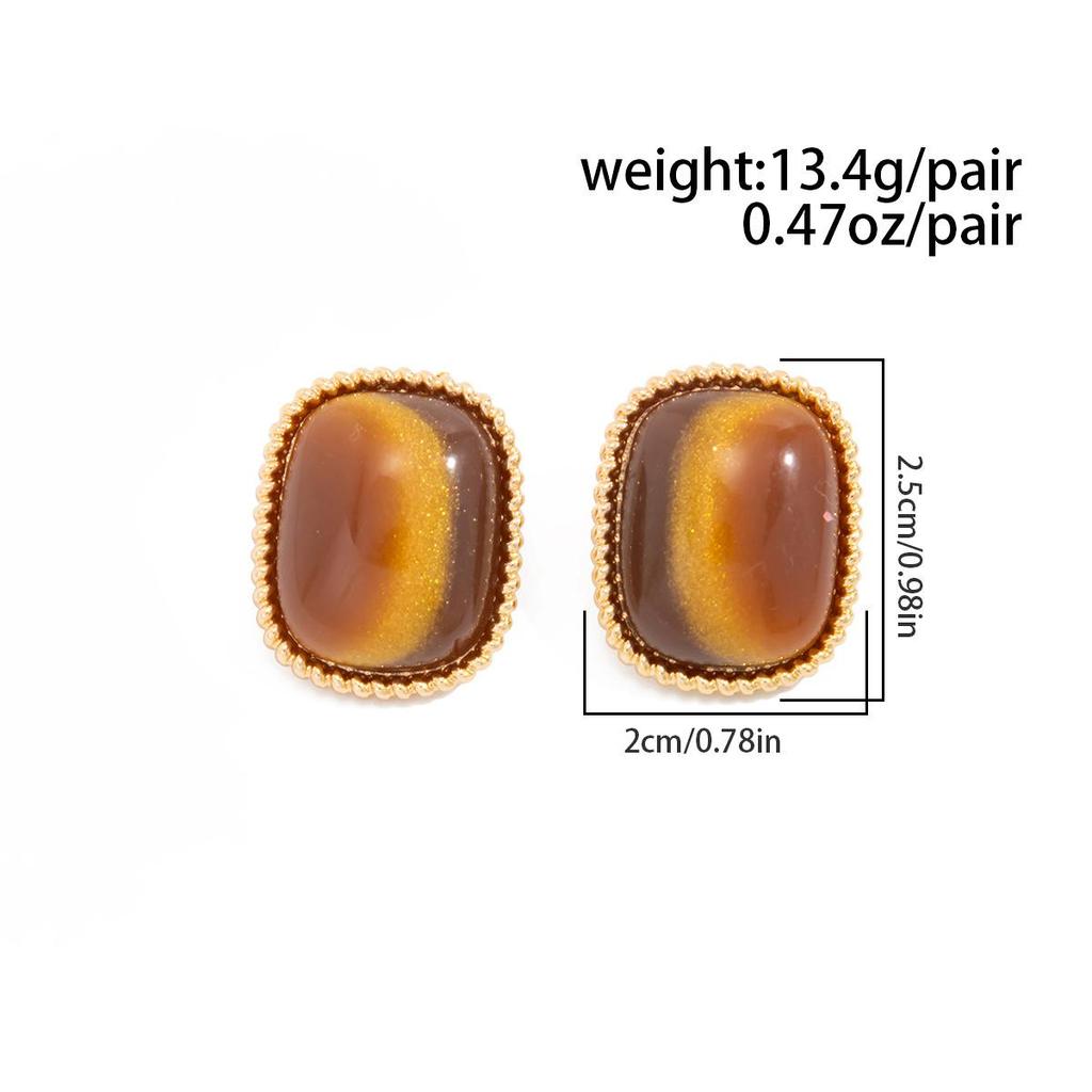 Retro Gradient Resin Geometric Earrings for Women, Luxurious Earrings, Fashionable Jewelry, Party Gifts, Daily Accessories