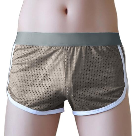 U-Shaped Crotch Design Men Panties Elastic Waist Seamless Breathable Mesh Shorts Briefs Summer