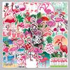 Pack of 50 Flamingo Cartoon Waterproof Stickers for Luggage, Scooters, Computers, and Tablets