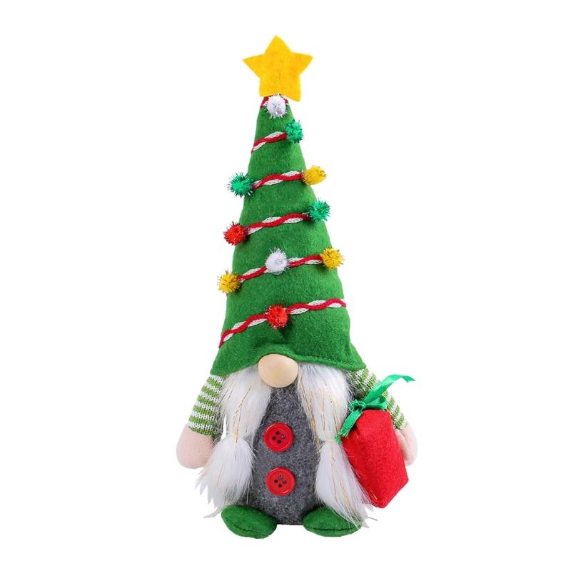 Рождественские гномы Плюшевая кукла Декорация Безликие куклы-гномы с мешком подарков Зеленая праздничная тема Декор для дома зелёный