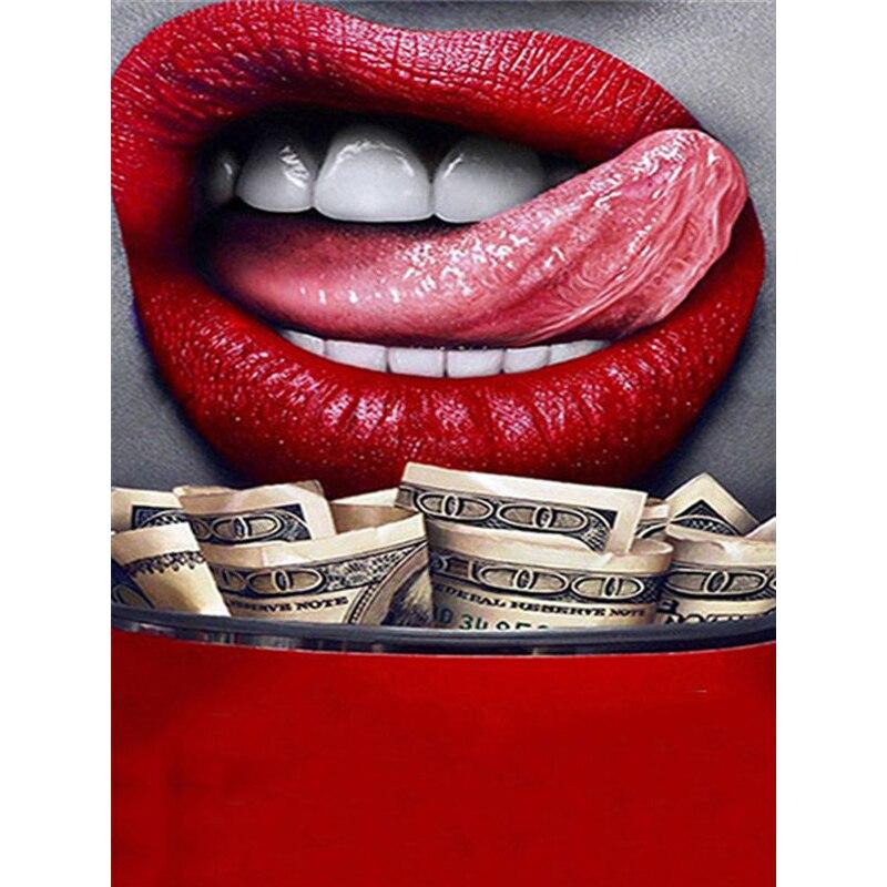 

Новый 5D DIY алмазная живопись губы Алмазная вышивка деньги вышивка крестом полная круглая дрель ремесла домашний декор ручной художественный подарок Full Round 15x20CM