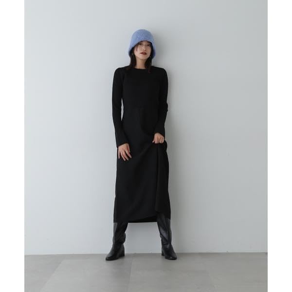 Natural Beauty Casual Bustier Docking Knit Charcoal [N Basic] Dress, Dress, Women's,