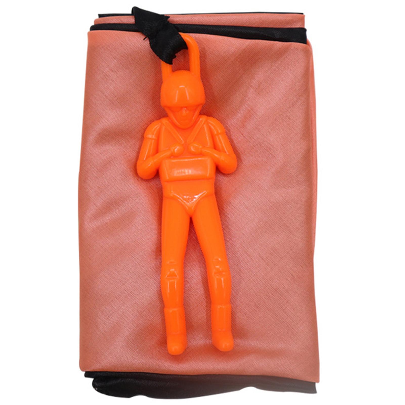Hand Throw Parachute Toy with 9cm Soldier Figure - 43cm Cloth Parachute for Kids Outdoor Play and Family Games Orange оранжевый