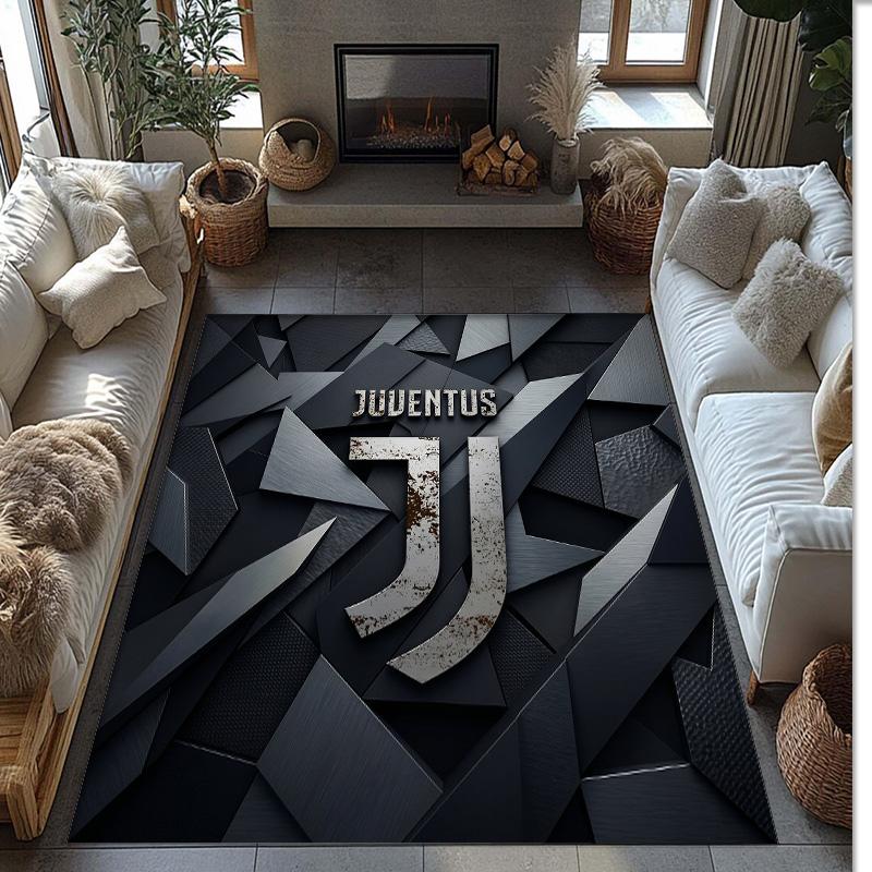 Tappeto in Flanella Stampato Juventus FC Antiscivolo Morbido Poliestere Tappeto per Pavimento Tappetino Decorativo per Interni per Camera da Letto Soggiorno Divano