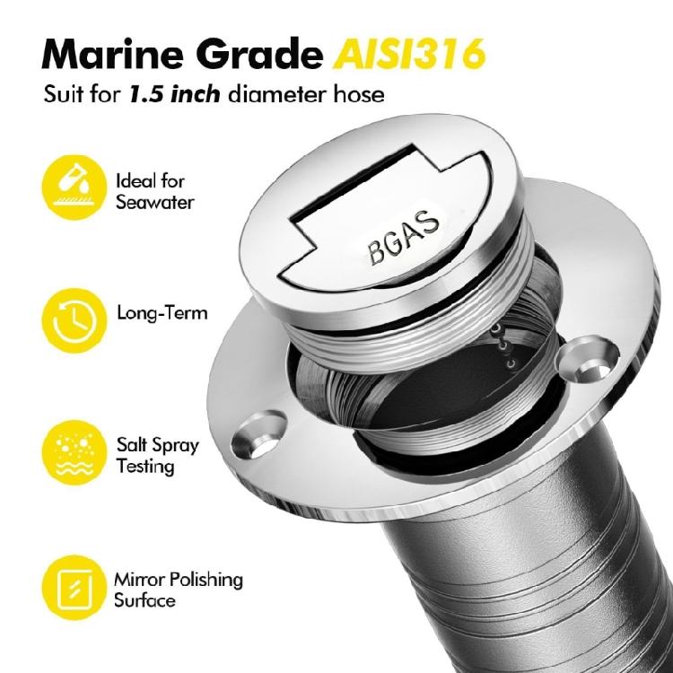 Upgrades 38Mm Boat Gas Tank Cap with Polished Finish & Embedded Design Rust Proof Deck Fill Cap for Yacht Water Tank