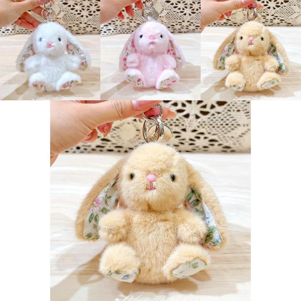 Rabbit Plush Keyring With Embroidered Flowers For Collectible Fashion Accessories