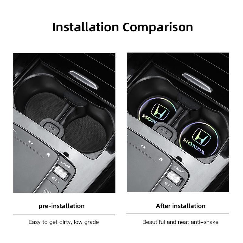 ARC1 2Pcs Car Water Cup Mat Auto Interior Storage Pad For Honda Civic Accord Crosstour Spirior Odyssey Avancier UR-V Sienna Elysion