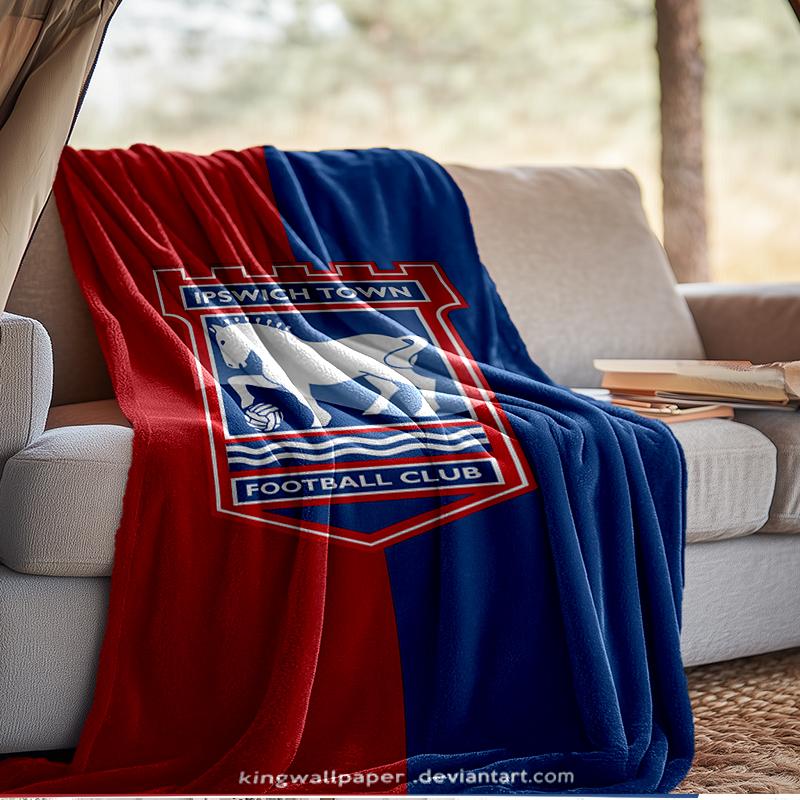 FC Ipswich Crest Blanket Lightweight Ideal Bedding Blanket Perfect for Travel, Camping, Living Rooms, Offices, Sofas, Fan Christmas Gift