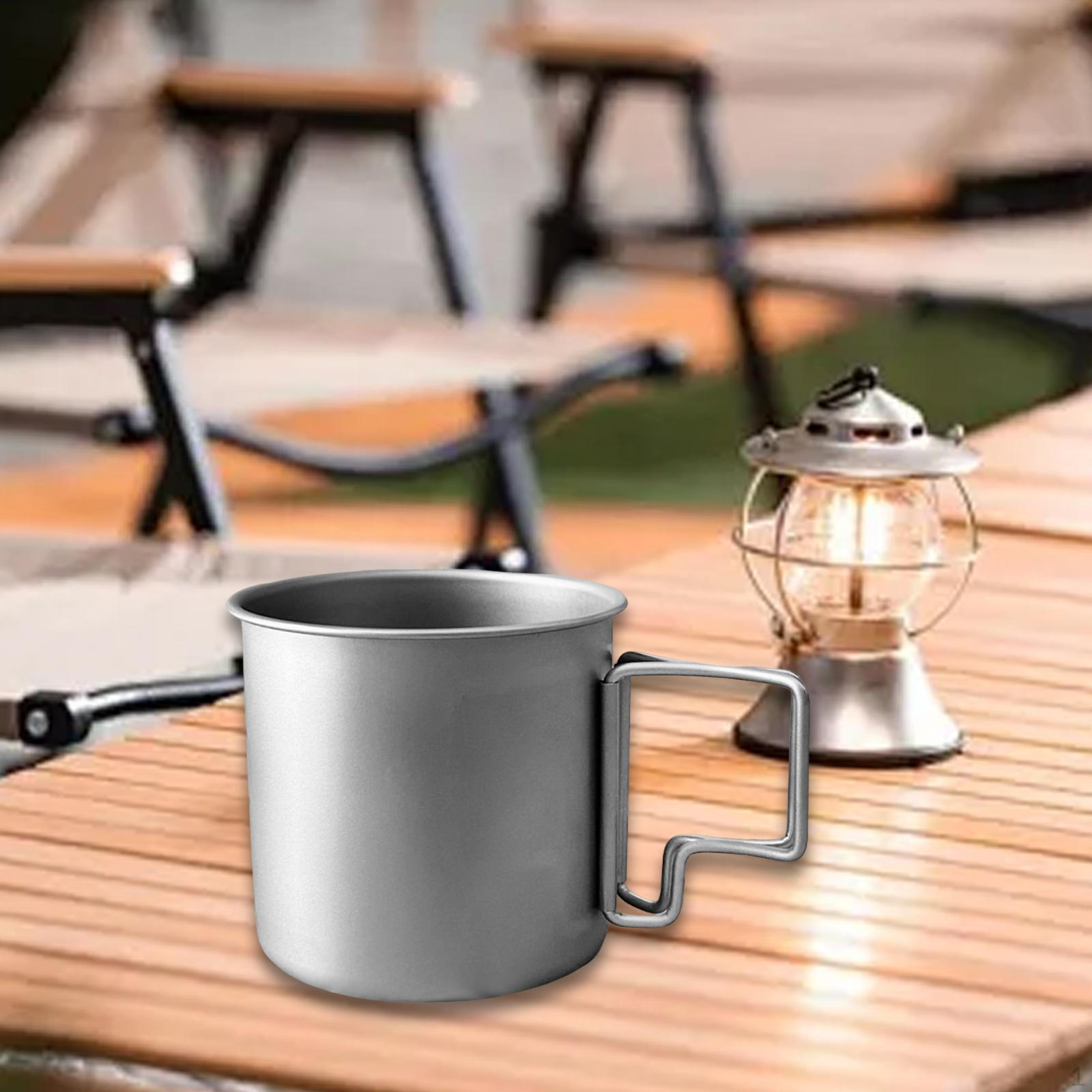 

Outdoor Camping Cup Coffee Mug Foldable Handles Lightweight Titanium 380ml for