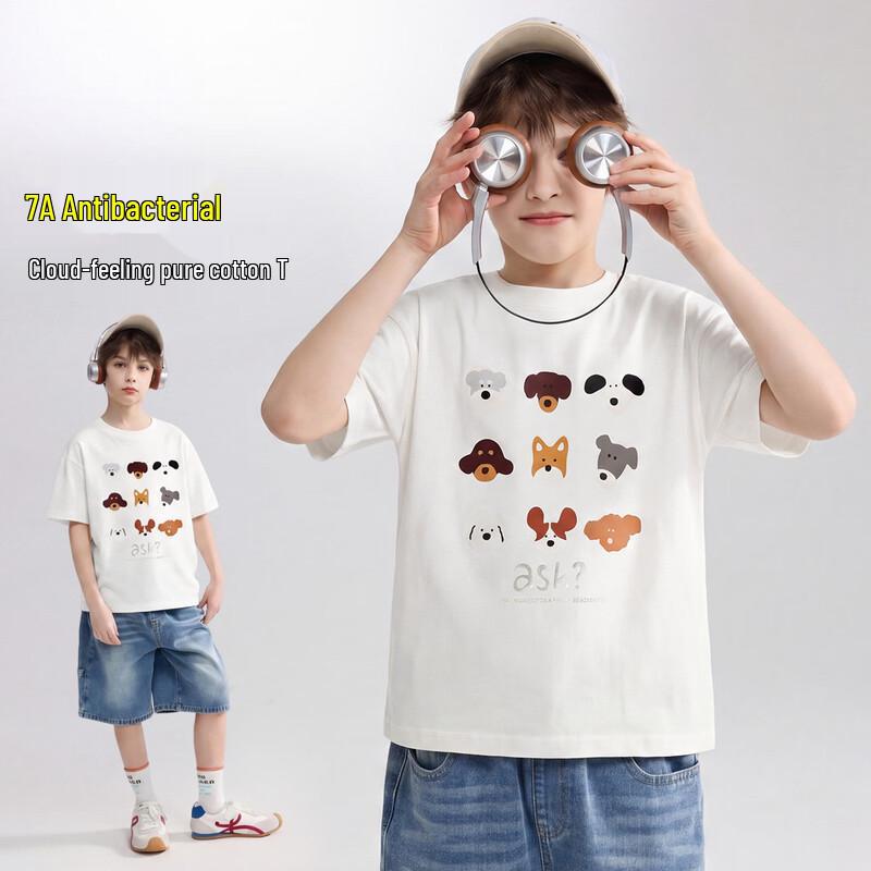 ASK JUNIOR 7A Antibacterial Boys  Cotton Short Sleeve T-Shirt 170