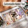 Panda Theme Crystal Velvet Rug Personalized Custom Name Text Soft Floor Mat Home Decor