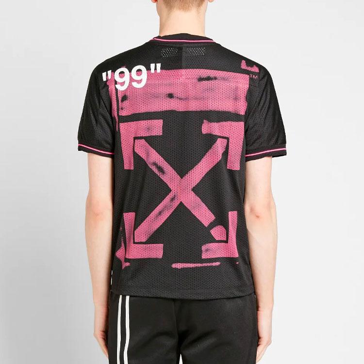 Off-White Printed Crew Neck Short Sleeve T-shirt Regular Fit Men Tops Black OMAA022R191010151028