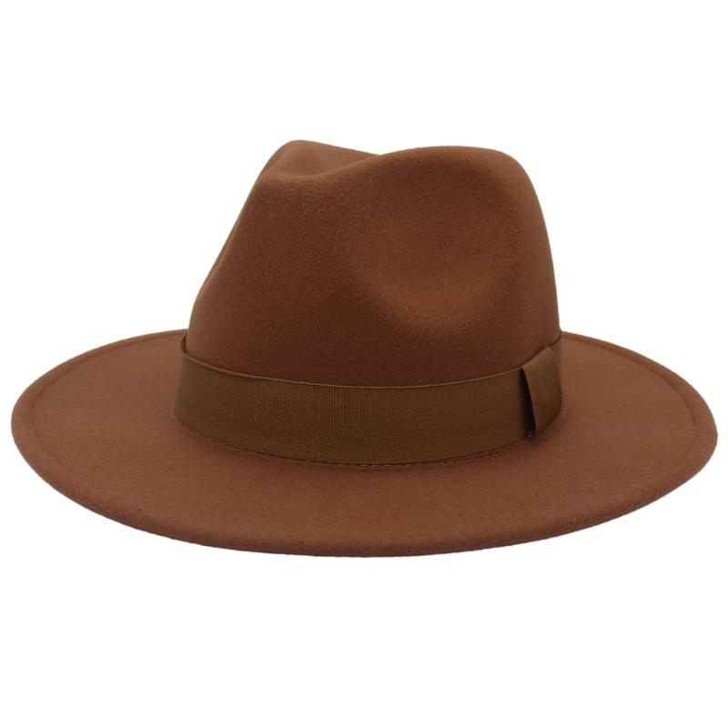 British Jazz Hat Big Eave Hat Square Ribbon French Top Hat Men'S And Women'S Cashmere Felt Hat